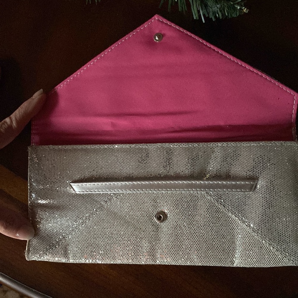 Victoria Secrets Silver Sparkle Envelope Clutch - Picture 3 of 6